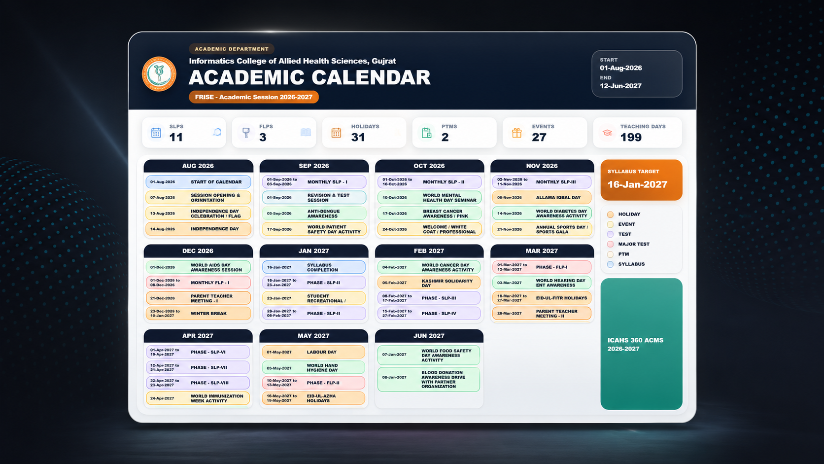 Academic Command product interface preview